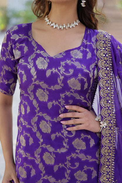 WEDDING SPECIAL VISCOSE GEORGETTE JACQUARD GHARARA SET WITH DUPATTA(WD120) (02)