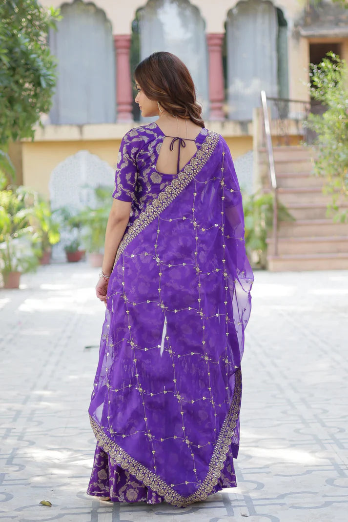 WEDDING SPECIAL VISCOSE GEORGETTE JACQUARD GHARARA SET WITH DUPATTA(WD120) (02)