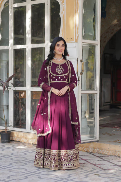 WEDDING SPECIAL GEORGETTE RICH SEQUINS EMBROIDERED GOWN WITH DUPATTA(WD108) (01)
