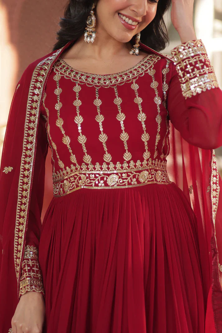 WEDDING SPECIAL GEORGETTE SEQUENCE EMBROIDERED GOWN WITH DUPATTA (WD107)