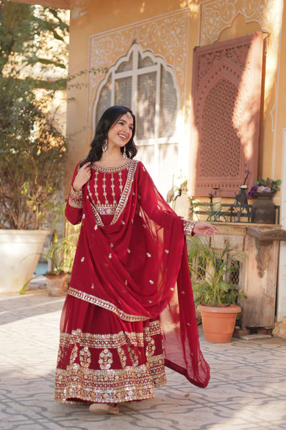 WEDDING SPECIAL GEORGETTE SEQUENCE EMBROIDERED GOWN WITH DUPATTA (WD107)