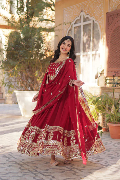 WEDDING SPECIAL GEORGETTE SEQUENCE EMBROIDERED GOWN WITH DUPATTA (WD107)