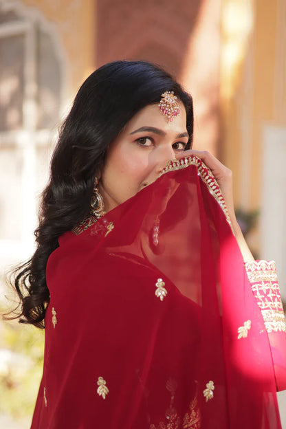 WEDDING SPECIAL GEORGETTE SEQUENCE EMBROIDERED GOWN WITH DUPATTA (WD107)