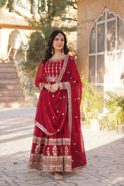 WEDDING SPECIAL GEORGETTE SEQUENCE EMBROIDERED GOWN WITH DUPATTA (WD107)