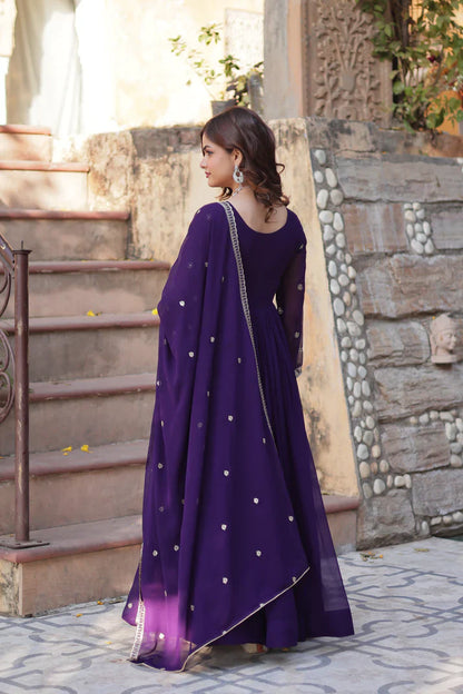 FAUX BLOOMING SEQUANCE EMBROIDERED GOWN WITH DUPATTA(WD80) (01)