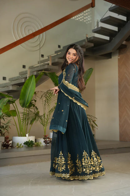 FAUX GEORGETTE SEQUANCE EMBROIDERED GOWN WITH DUPATTA(WD91) (01)
