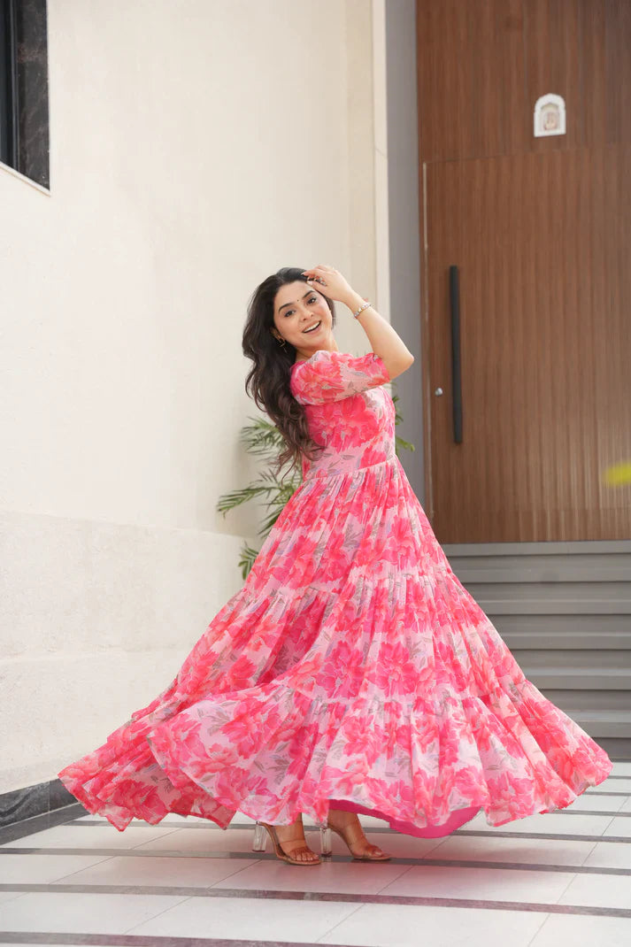 SUMMER SPECIAL GEORGETTE PRINTED GOWN(WD93)