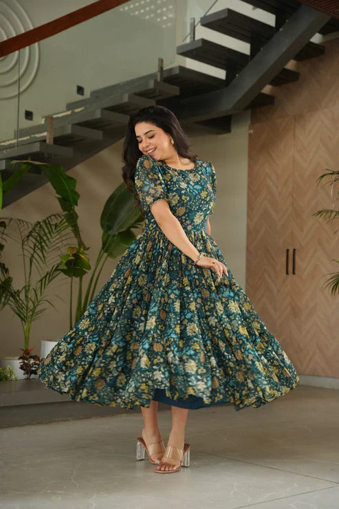 FAUX GEORGETTE PRINTED GOWN FOR SUMMER(WD79)