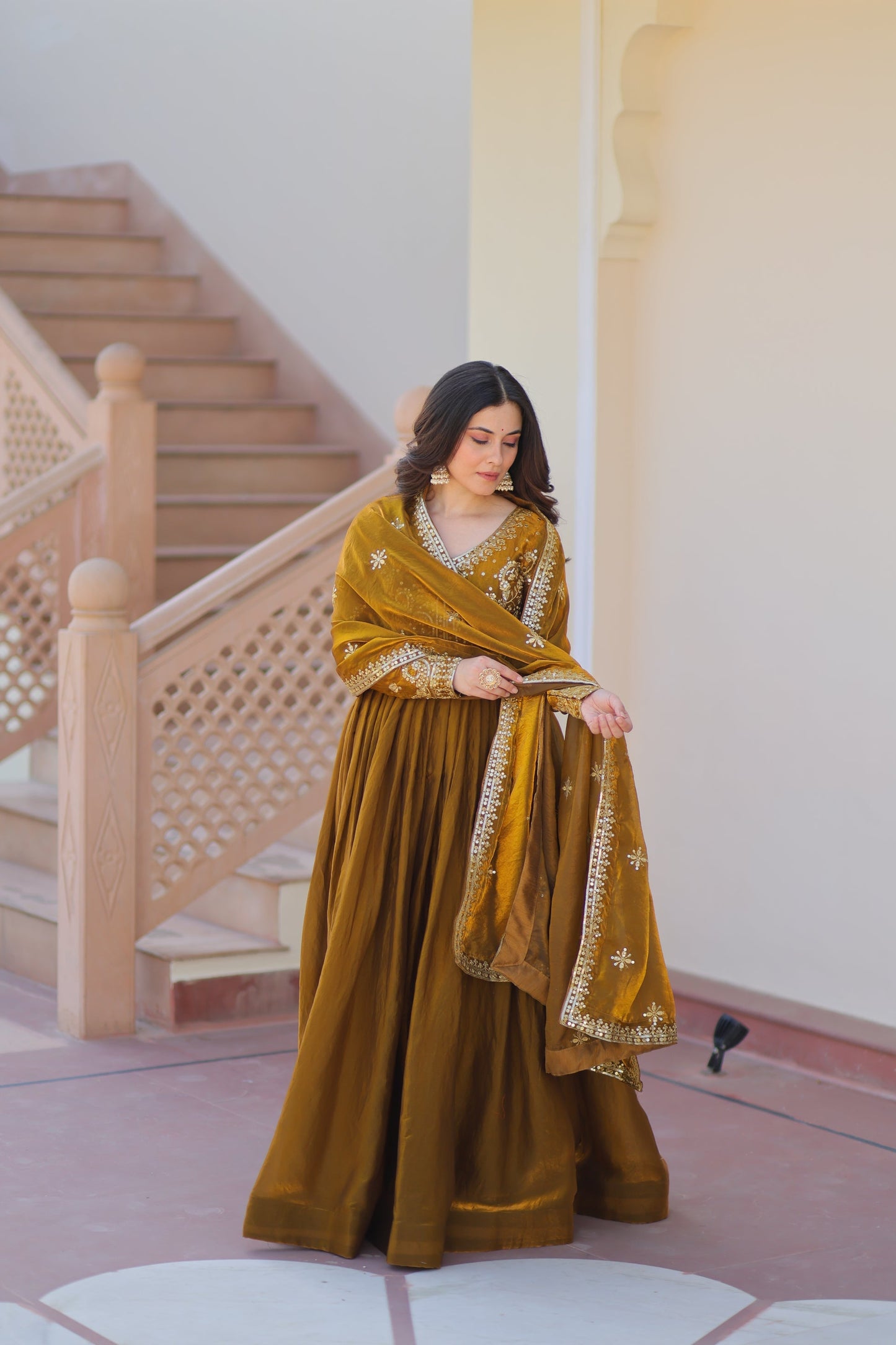 FENDY ZARI WITH SEQUINS EMBROIDERED GOWN WITH DUPATTA (WDN46)