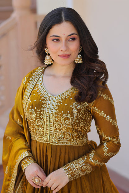 FENDY ZARI WITH SEQUINS EMBROIDERED GOWN WITH DUPATTA (WDN46)