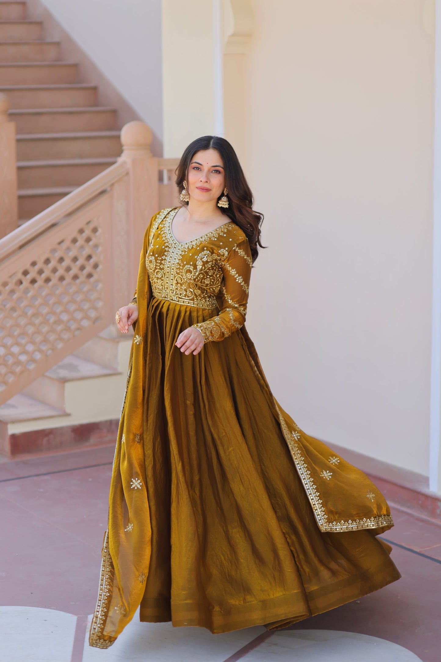 FENDY ZARI WITH SEQUINS EMBROIDERED GOWN WITH DUPATTA (WDN46)