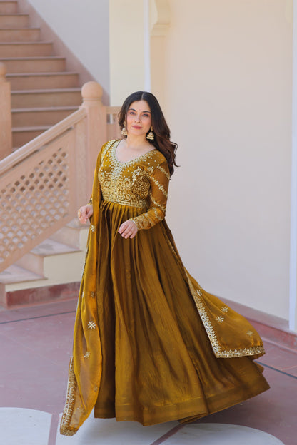 FENDY ZARI WITH SEQUINS EMBROIDERED GOWN WITH DUPATTA (WDN46)