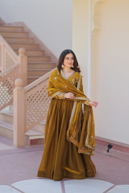 FENDY ZARI WITH SEQUINS EMBROIDERED GOWN WITH DUPATTA (WDN46)