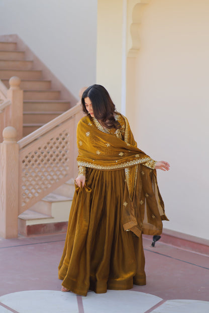 FENDY ZARI WITH SEQUINS EMBROIDERED GOWN WITH DUPATTA (WDN46)