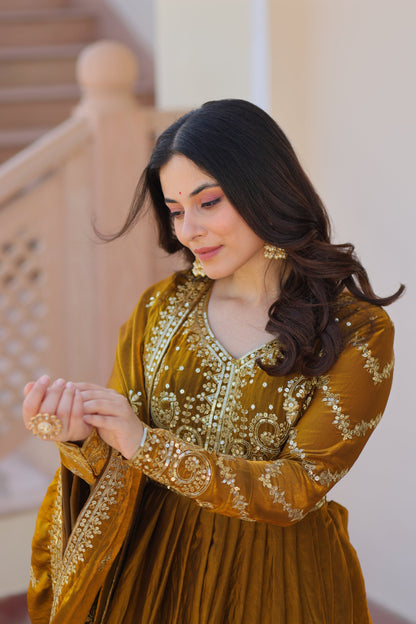 FENDY ZARI WITH SEQUINS EMBROIDERED GOWN WITH DUPATTA (WDN46)