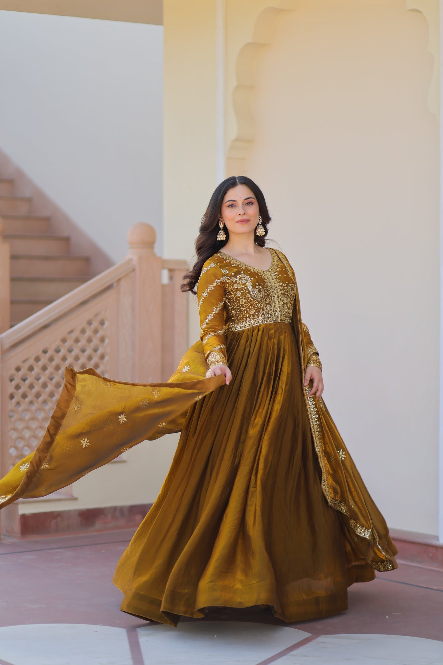 FENDY ZARI WITH SEQUINS EMBROIDERED GOWN WITH DUPATTA (WDN46)