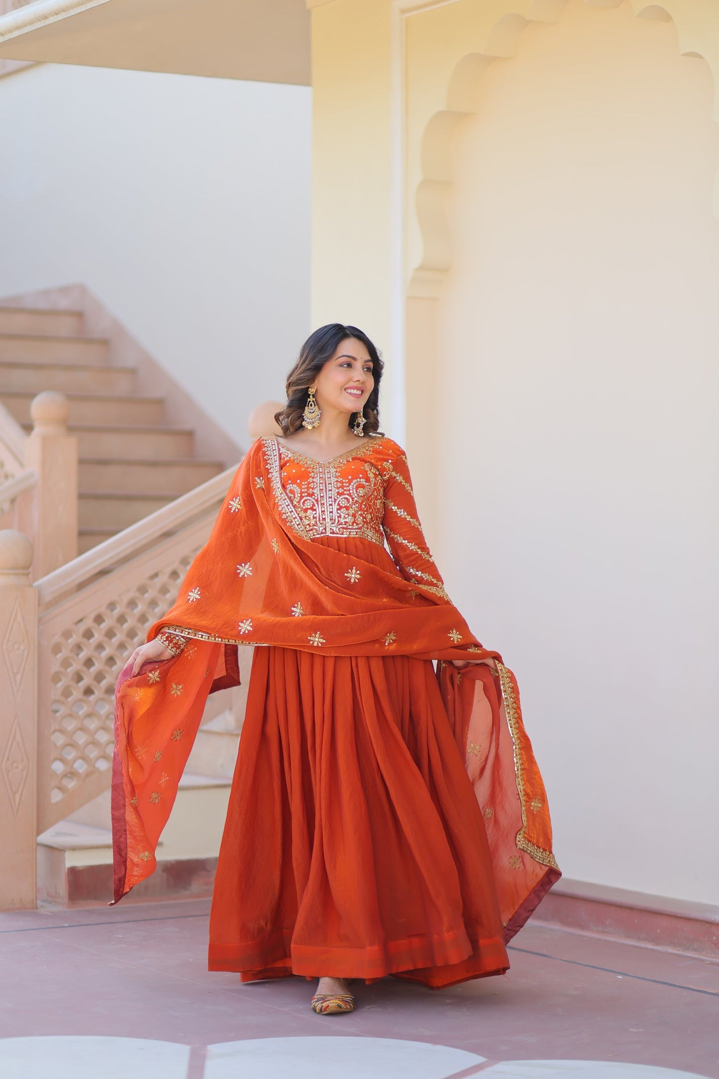 FENDY ZARI WITH SEQUINS EMBROIDERED GOWN WITH DUPATTA (WDN46) 01