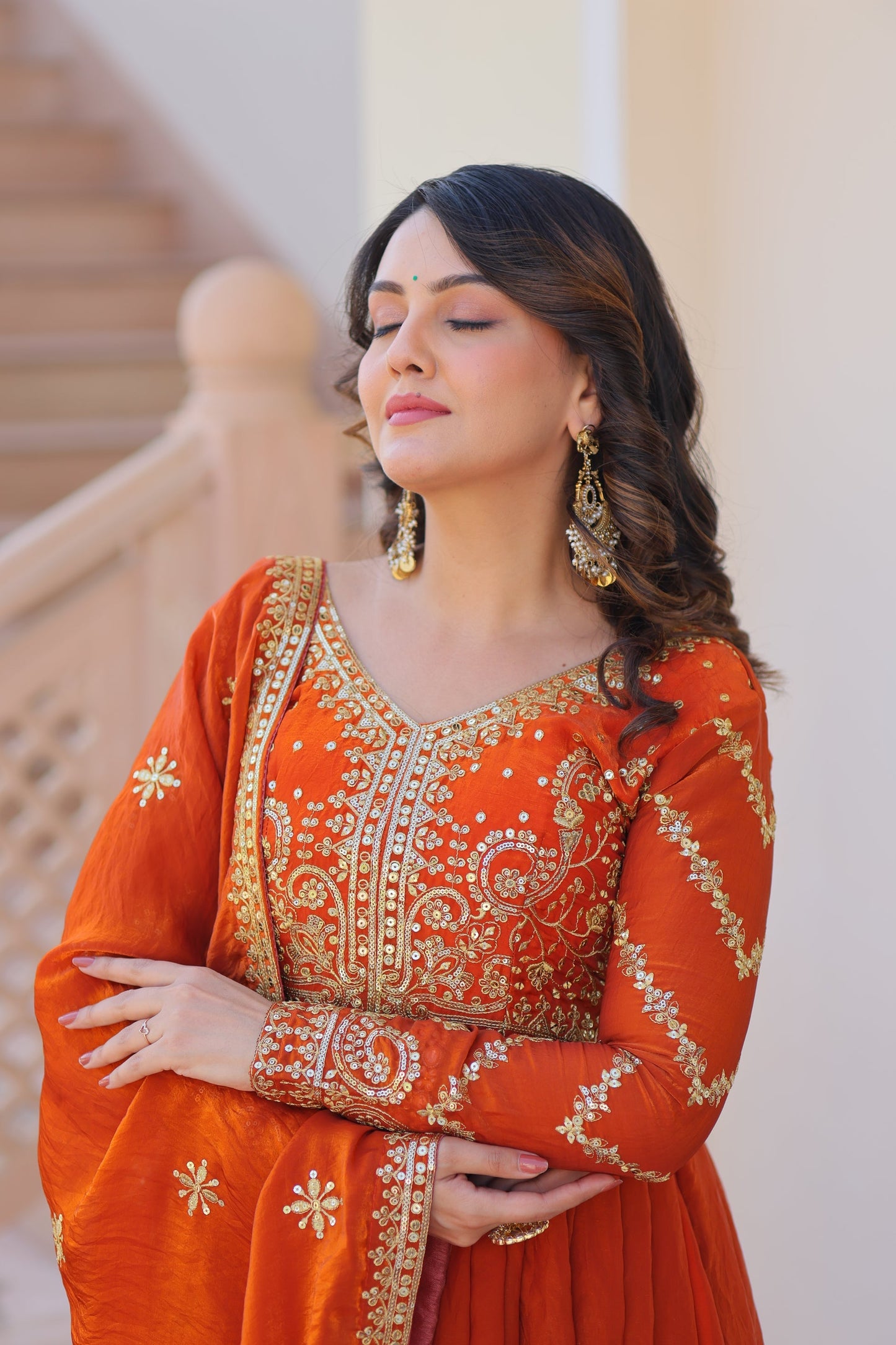 FENDY ZARI WITH SEQUINS EMBROIDERED GOWN WITH DUPATTA (WDN46) 01
