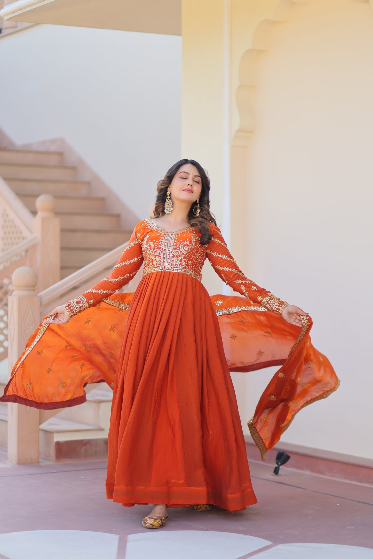 FENDY ZARI WITH SEQUINS EMBROIDERED GOWN WITH DUPATTA (WDN46) 01