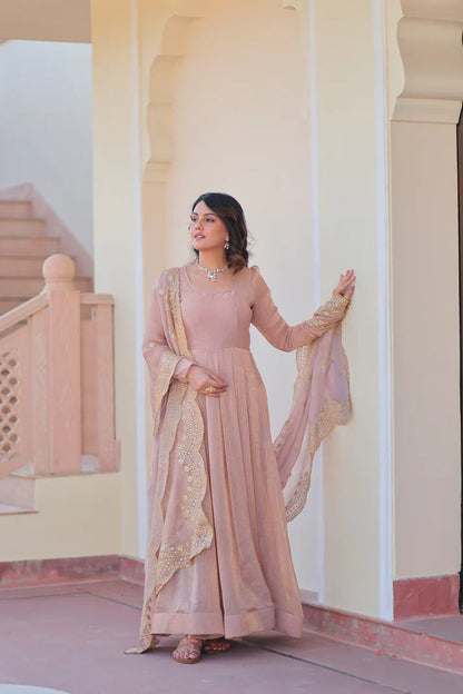 FENDY CHIFFON 12 KALI GOWN WITH EMBROIDERED DUPATTA (WD69) (01)