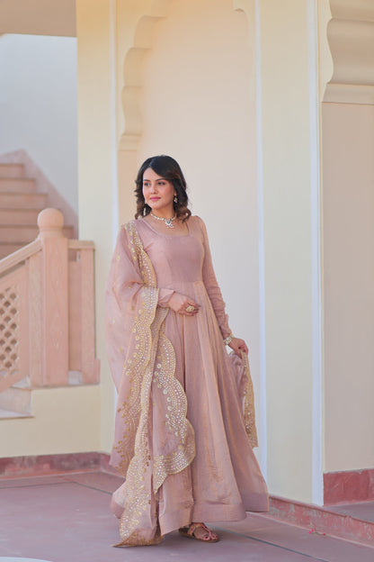 FENDY CHIFFON 12 KALI GOWN WITH EMBROIDERED DUPATTA (WDN45) 01