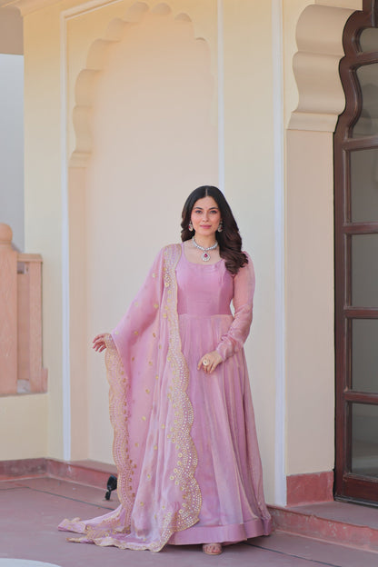 FENDY CHIFFON 12 KALI GOWN WITH EMBROIDERED DUPATTA (WDN45)