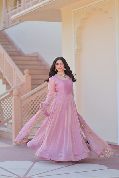FENDY CHIFFON 12 KALI GOWN WITH EMBROIDERED DUPATTA (WDN45)