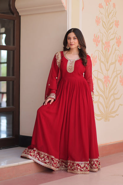 TILTON FESTIVAL SELLING BLOOMING GEORGETTE EMBROIDERED GOWN WITH DUPATTA (WDN55)