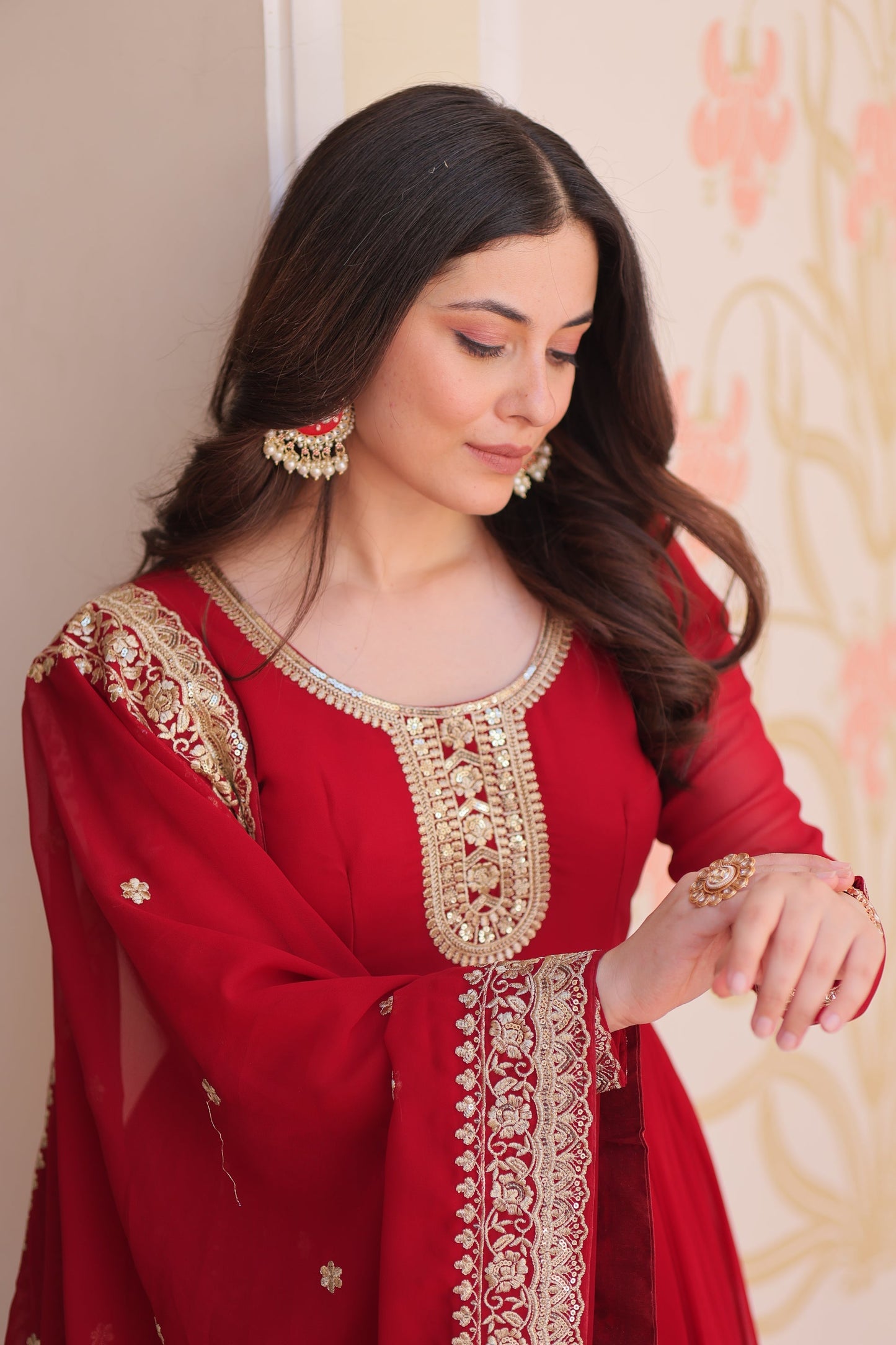 TILTON FESTIVAL SELLING BLOOMING GEORGETTE EMBROIDERED GOWN WITH DUPATTA (WDN55)