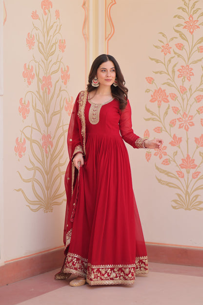 TILTON FESTIVAL SELLING BLOOMING GEORGETTE EMBROIDERED GOWN WITH DUPATTA (WDN55)