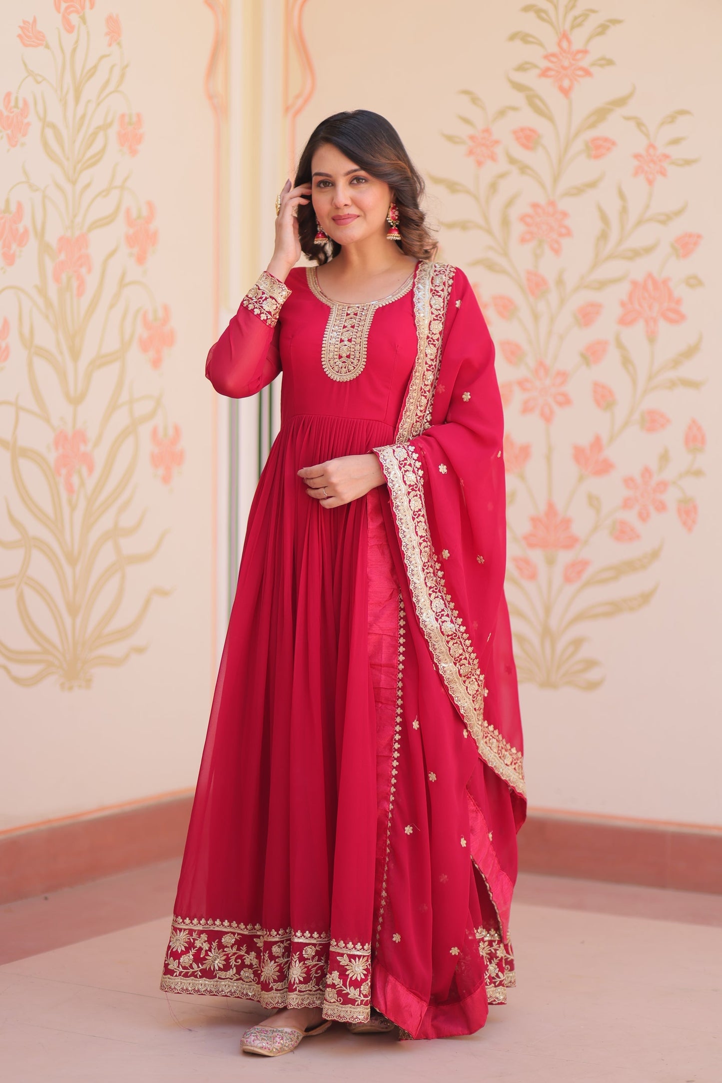 TILTON FESTIVAL SELLING BLOOMING GEORGETTE EMBROIDERED GOWN WITH DUPATTA (WDN55) 02