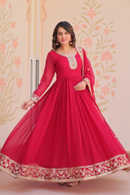 TILTON FESTIVAL SELLING BLOOMING GEORGETTE EMBROIDERED GOWN WITH DUPATTA (WDN55) 02