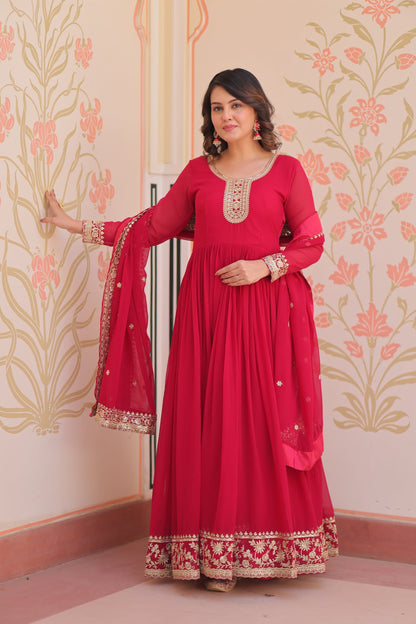 TILTON FESTIVAL SELLING BLOOMING GEORGETTE EMBROIDERED GOWN WITH DUPATTA (WDN55) 02