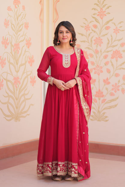 TILTON FESTIVAL SELLING BLOOMING GEORGETTE EMBROIDERED GOWN WITH DUPATTA (WDN55) 02