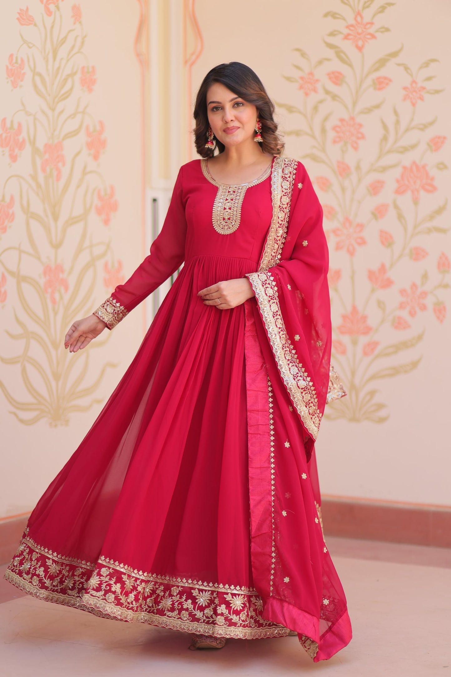 TILTON FESTIVAL SELLING BLOOMING GEORGETTE EMBROIDERED GOWN WITH DUPATTA (WDN55) 02