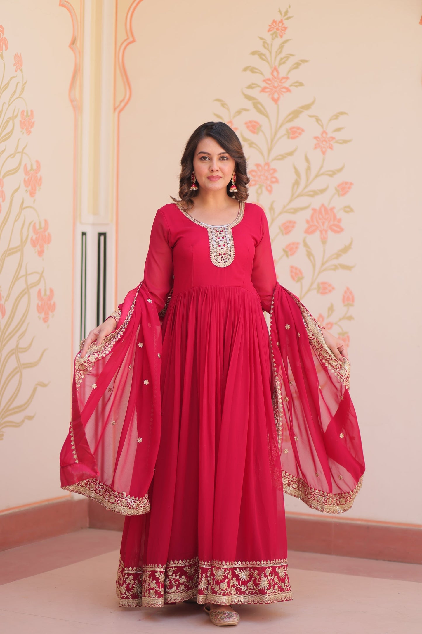 TILTON FESTIVAL SELLING BLOOMING GEORGETTE EMBROIDERED GOWN WITH DUPATTA (WDN55) 02