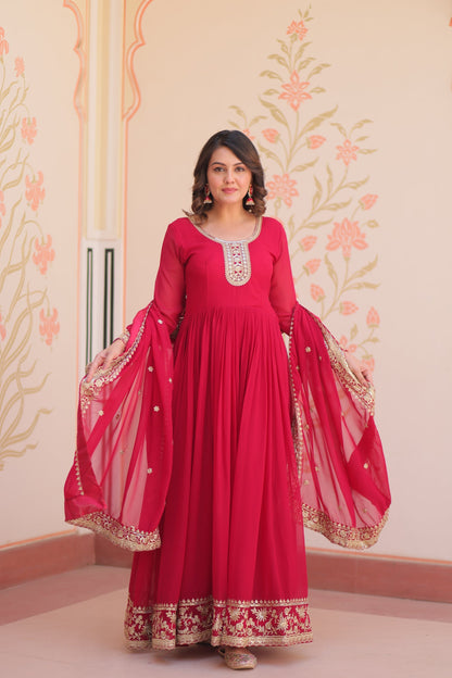 TILTON FESTIVAL SELLING BLOOMING GEORGETTE EMBROIDERED GOWN WITH DUPATTA (WDN55) 02
