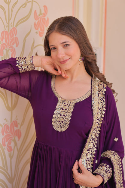 TILTON FESTIVAL SELLING BLOOMING GEORGETTE EMBROIDERED GOWN WITH DUPATTA (WDN55) 01