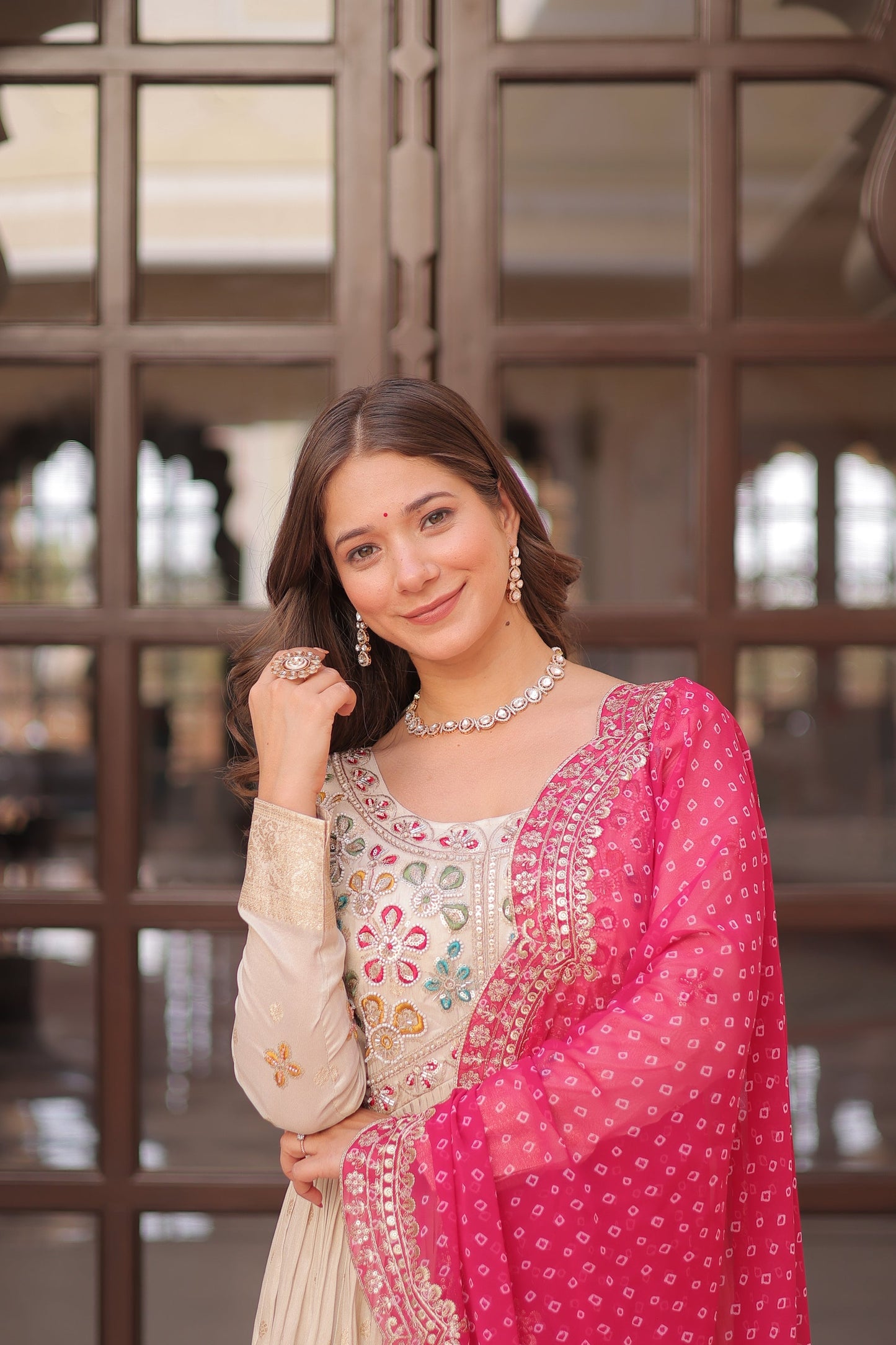 FESTIVE SPECIAL COSMOS WEAVING PEARL BEADS EMBROIDERED GOWN WITH DUPATTA (WDN14)