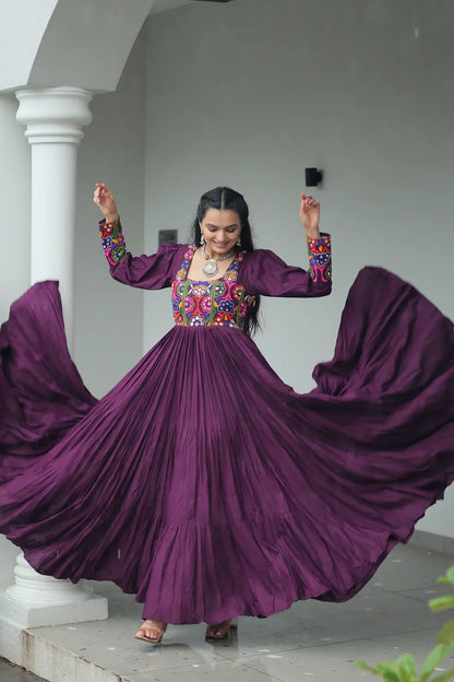 NAVRATRI SPECIAL GAMTHI KUTCHI WORK RAYON GOWN (WD182) 01
