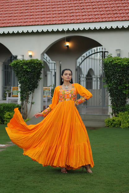 NAVRATRI SPECIAL GAMTHI KUTCHI WORK RAYON GOWN (WD182)