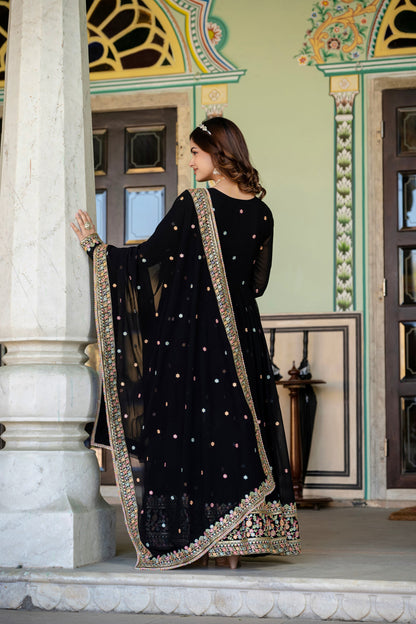 FAUX GEORGETTE SEQUANCE EMBROIDERED GOWN WITH DUPATTA (WDN09)