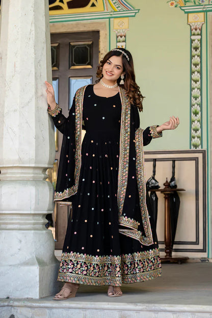 PRIMIUM  FAUX GEORGETTE SEQUANCE EMBROIDERED GOWN WITH DUPATTA(WD06))