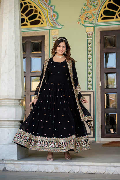 FAUX GEORGETTE SEQUANCE EMBROIDERED GOWN WITH DUPATTA (WDN09)