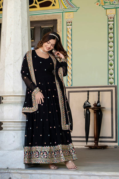 FAUX GEORGETTE SEQUANCE EMBROIDERED GOWN WITH DUPATTA (WDN09)