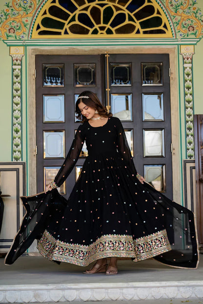 PRIMIUM  FAUX GEORGETTE SEQUANCE EMBROIDERED GOWN WITH DUPATTA(WD06))