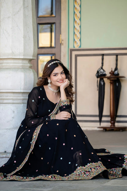 FAUX GEORGETTE SEQUANCE EMBROIDERED GOWN WITH DUPATTA (WDN09)