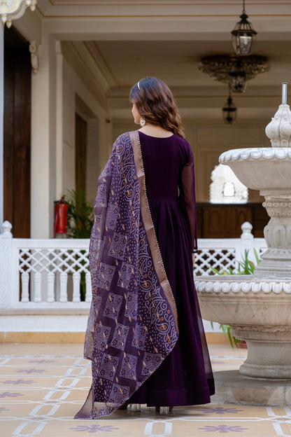 PEARL HANDWORK GOWN WITH PRINTED JEQUARD BORDER DUPATTA (WDN12)