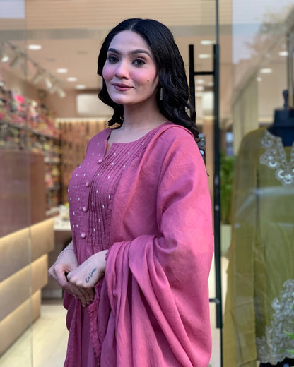 We presents a stunning Cotton anarkali Suit Set-a perfect blend of traditional patterns