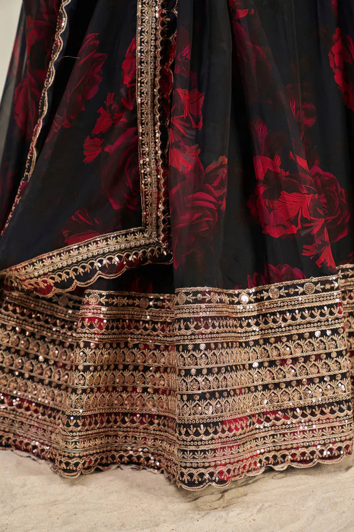 ORGANZA EMBROIDERED LEHENGA CHOLI WITH DUPATTA(WD84)